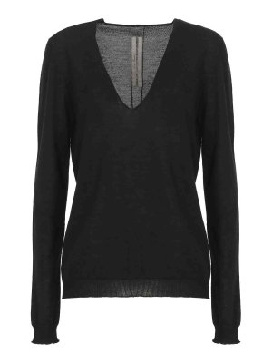RICK OWENS: Strickpullover mit V-Ausschnitt - V-Pullover - Schwarz