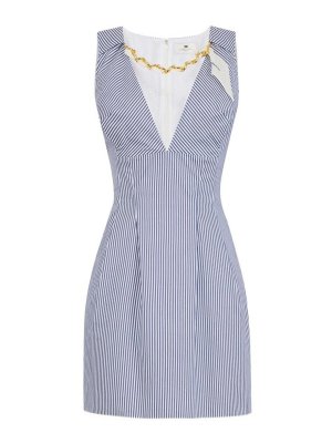 ELISABETTA FRANCHI: short dresses - Short Striped Dress