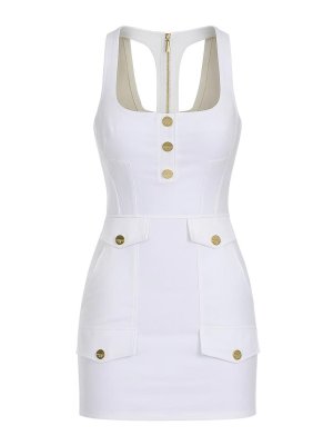 ELISABETTA FRANCHI: short dresses - Mini Dress With Buttons And Flap Pockets