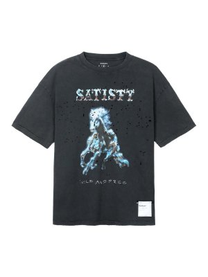 SATISFY: t-shirts - T-Shirt With Aged Effect Graphic Print