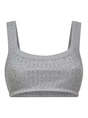 The Attico: Top e canotte - Bra Cristalli Grey