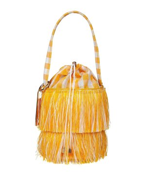 LA MILANESA: Bucket bags - The Milanese Aneg bucket bag in yellow raffia
