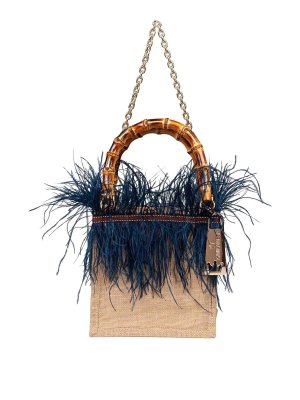 LA MILANESA: totes bags - Natural jute shopper with upper edge