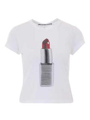 ALEXANDER WANG: t-shirts - Ash White Logo T-Shirt