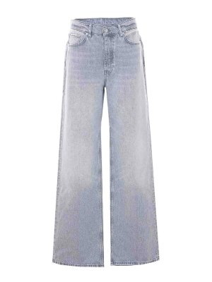 ANINE BING: straight leg jeans - Washed Grey Oyster Hugh Jeans