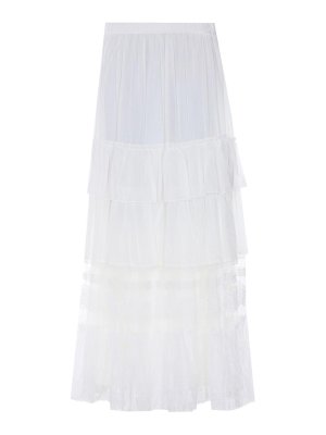 ANIYE BY: Long skirts - White Long Rouches Skirt
