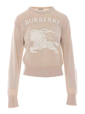 BURBERRY: crew necks - Beige And White Sweater