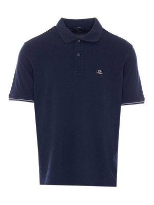 C.P. COMPANY: polo shirts - Total Eclipse Blue And White Polo