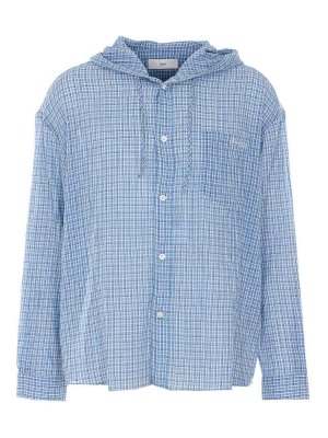 DUNST: shirts - Check Hooded Shirt