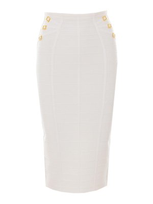 ELISABETTA FRANCHI: Knee length skirts & Midi - White Midi Skirt