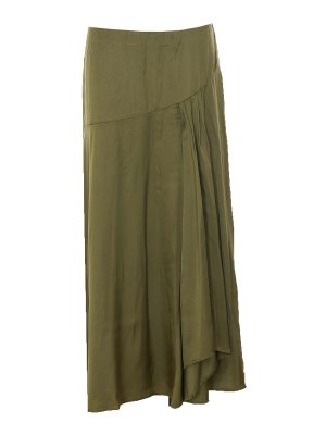 ESSENTIEL ANTWERP: Knee length skirts & Midi - Olive Martini Green Jiselle Midi Skirt