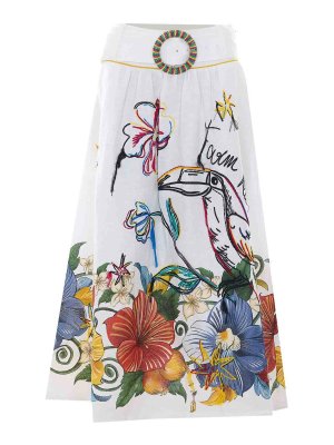 FARM RIO: Knee length skirts & Midi - Pinko White Trop Off-White Skirt