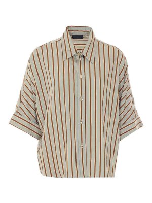 Liu Jo: shirts - Green And Brown Short Sleeves Shirt