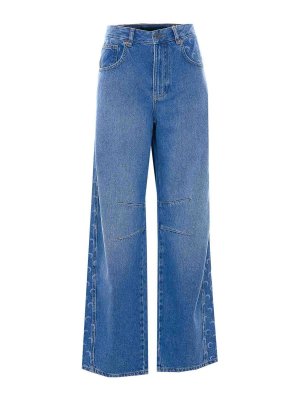 MARINE SERRE: straight leg jeans - Light Blue Barrel Jeans