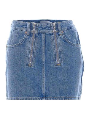 MARINE SERRE: mini skirts - Denim Blue Mini Denim Skirt