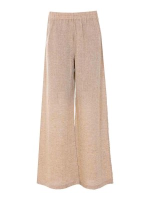 MAURIZIO PECORARO: casual trousers - Bronze Linen Beige Pants