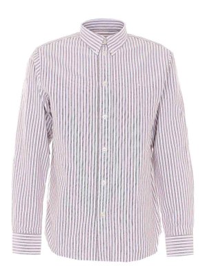 NN.07: shirts - White And Beige Colby Striped Shirt