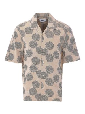 NN.07: shirts - Oatmeal Beige And Black Shirt