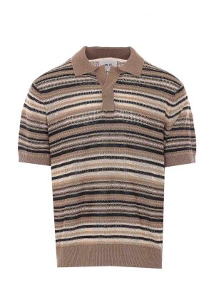 NN.07: polo shirts - Brown Striped Polo