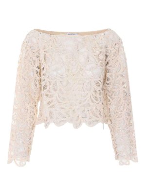 PATRIZIA PEPE: Tops & Tank tops - Beige Embroidered Top