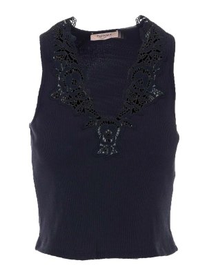 TWINSET: Tops y camisetas sin mangas - Top - Negro