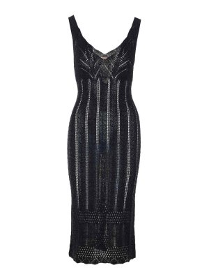 TWINSET: Robe longueur genou - Robe Au Genou - Noir