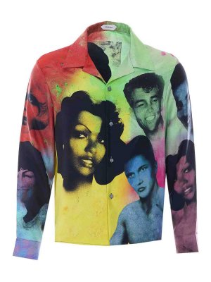 VERSACE: shirts - Printed Silk Twill Slim Shirt
