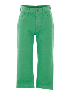 VERSACE: straight leg jeans - Green Capri Jeans