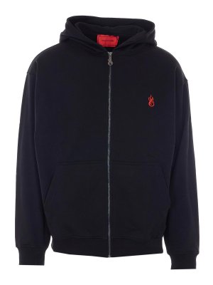 VISION OF SUPER: Sweatshirts & Sweaters - Black And Red Zipped Hoodie