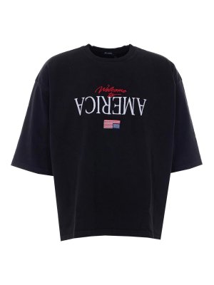 WILLY CHAVARRIA: t-shirts - Black Welcome To America T-Shirt