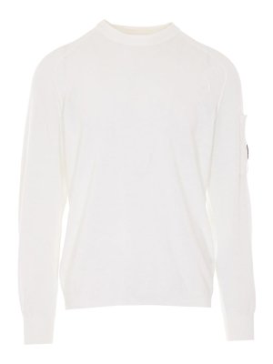 C.P. COMPANY: Pull col rond - Pull Col Rond - Blanc