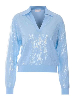 Liu Jo: Tops & Tank tops - Light Blue Long Sleeves Top