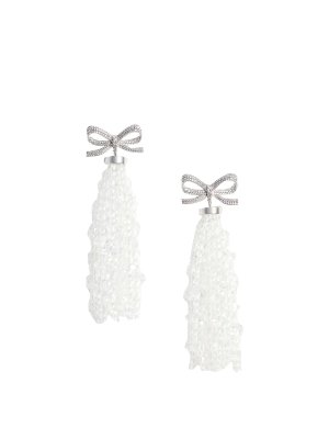 Self Portrait: Earrings - Bow Beaded Waterfall Earrings