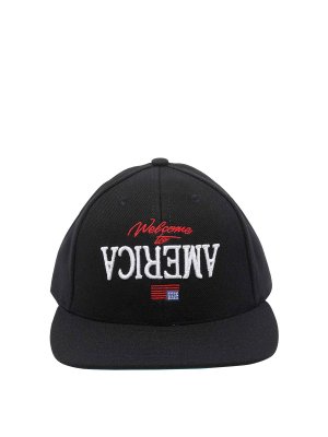 WILLY CHAVARRIA: hats & caps - Black Welcome To America Baseball Cap