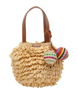 Aquazzura: totes bags - Beige Pom Pom Handbag