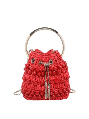 JIMMY CHOO: Bucket bags - Red Bon Bon Bucket Bag