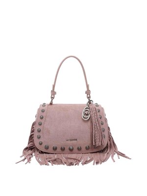 LA CARRIE: totes bags - Pink Aztec Suede Handbag