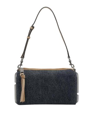 MARC JACOBS: shoulder bags - Denim The Denim Suede Snapshot Shoulder Bag