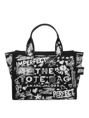 MARC JACOBS: totes bags - The Punk Scribble Canvas Small Tote Bag