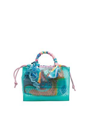KURT GEIGER: totes bags - Pale Green Small Jelly Tote Bag