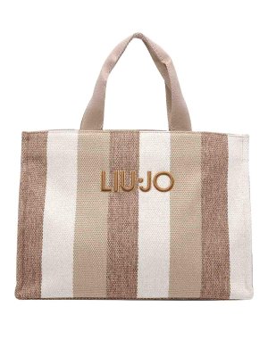 Liu Jo: shopper - Borsa tote a righe beige