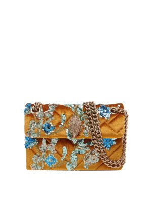 KURT GEIGER: cross body bags - Velvet Mini Kensington Crossbody Bag