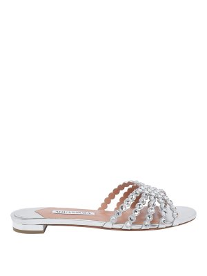 Aquazzura: ballerine - Sandali piatti in tequila argento
