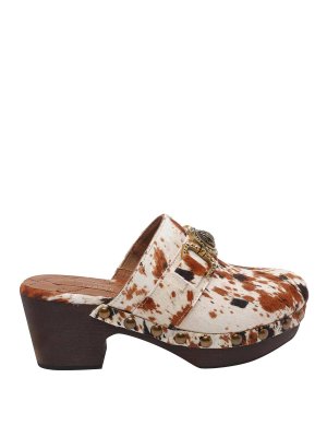 KURT GEIGER: mules shoes - Brown And White Mansion Clog