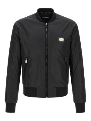 DOLCE & GABBANA: bombers - Logo plaque bomber jacket