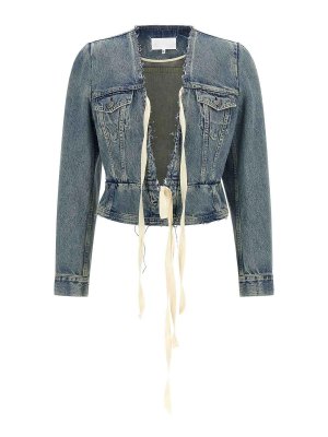 Maison Margiela: denim jacket - Raw cut hem denim jacket