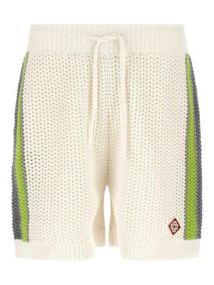 CASABLANCA: Trousers Shorts - Stripe Crochet Bermuda Shorts