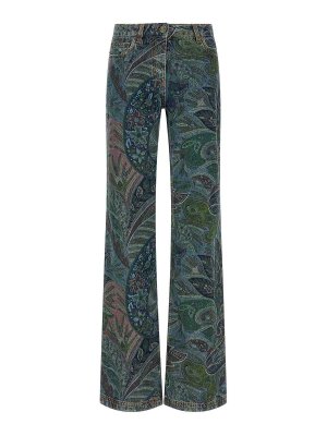 ETRO: flared jeans - Floral Print Jeans