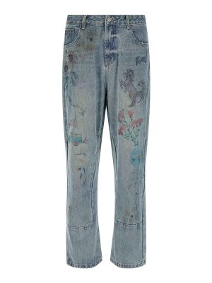 FOUND: straight leg jeans - Hand Art Jeans