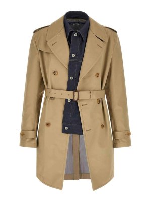 JUNYA WATANABE: cappotti trench - Trench con inserto in denim